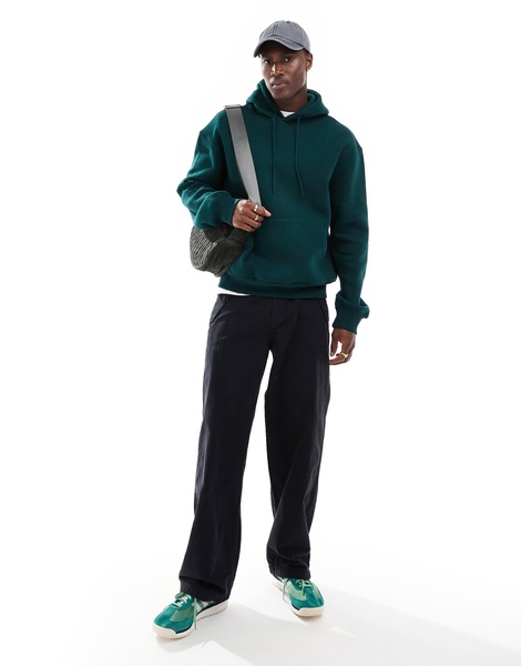 Bershka basic hoodie in bottle green