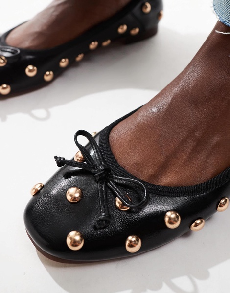 ASOS DESIGN Lullaby studded ballet flat in black