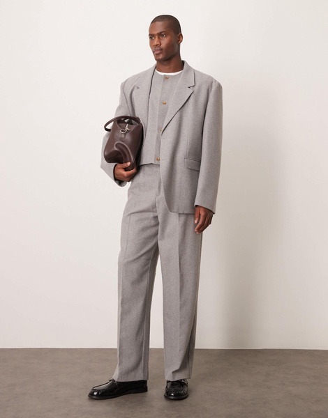 ASOS DESIGN slouchy oversized suit jacket in light gray felt