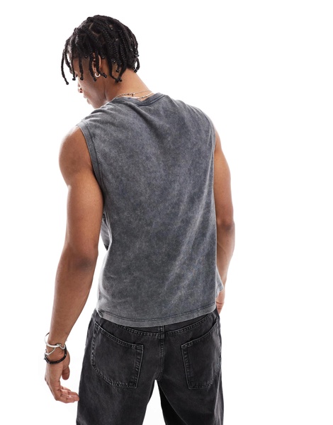 Bershka oversized tank top in washed gray