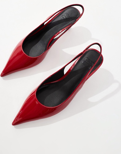 ASOS DESIGN Stroll slingback mid heeled shoes in red