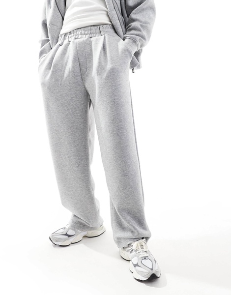 Bershka premium wide leg sweatpants in gray - part of a set