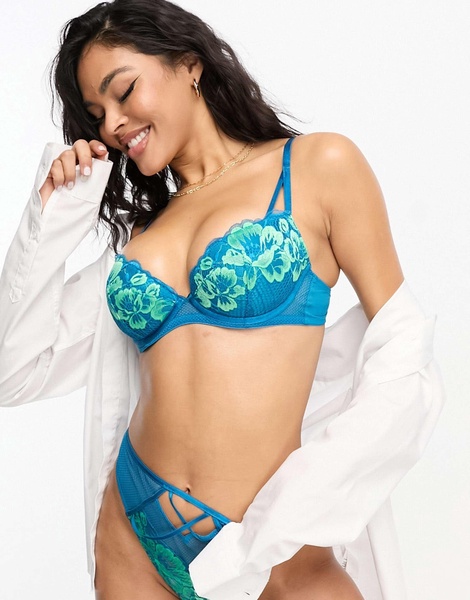 Ann Summers Honey Suckle high waist brazilian brief in blue