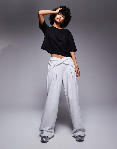 Armani Exchange cropped t-shirt with embellished logo in black