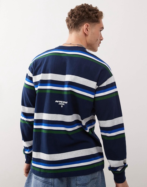 Aape By A Bathing Ape long sleeve stripe t-shirt in navy