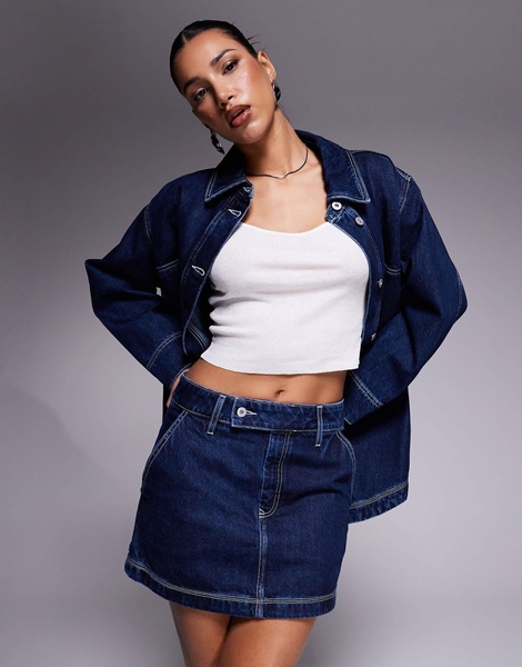 HUGO Blue Garalia denim skirt in dark blue