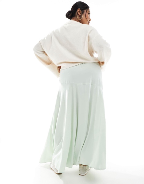 ASOS DESIGN Curve volume maxi skirt in sage