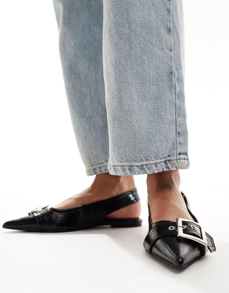 ASOS DESIGN Legion buckle ballet flats in black
