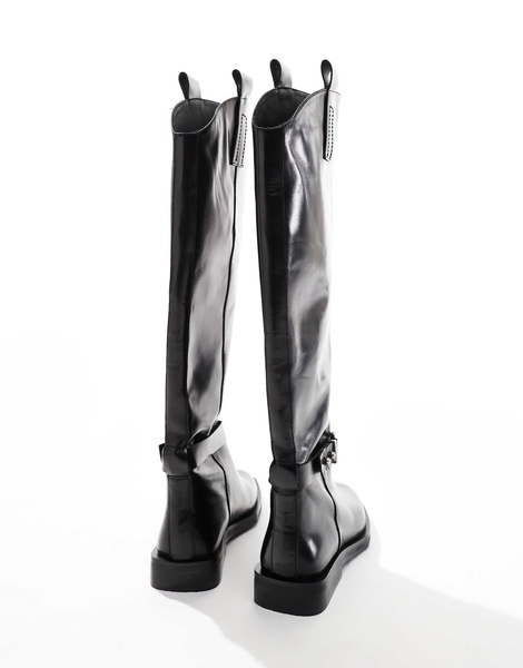 ASOS EDITION premium leather over the knee riding boots in black