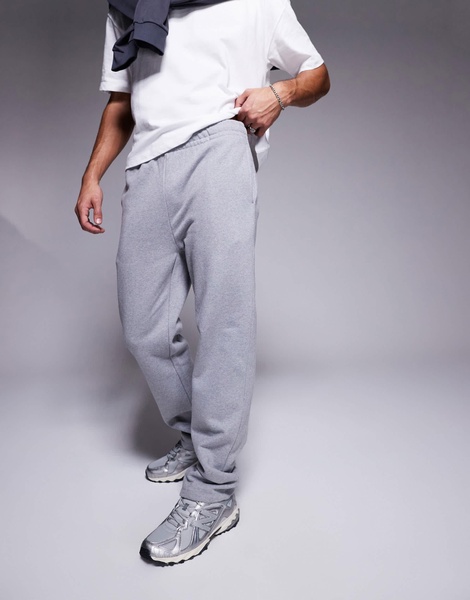 ASOS DESIGN premium heavyweight straight leg sweatpants in heather gray