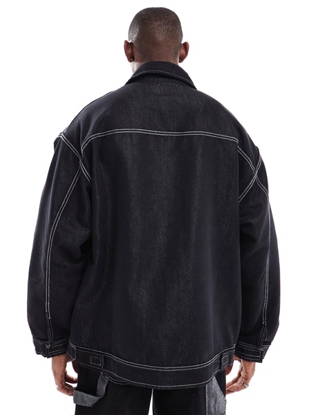 Bershka denim jacket in black -set