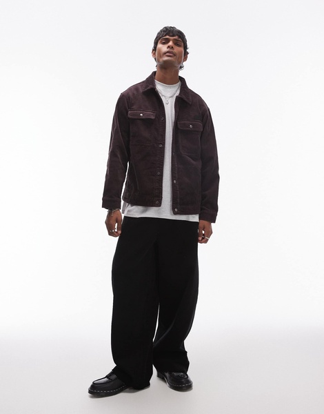 AllSaints Castleford cord jacket in deep purple