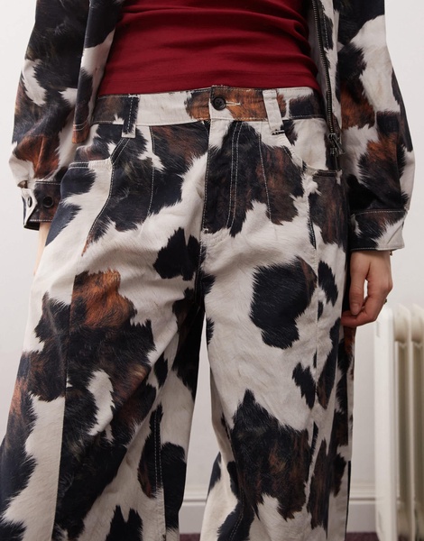 Reclaimed Vintage cow print barrel pants - part of a set