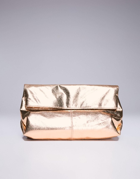 ASOS DESIGN fold over clutch bag in gold