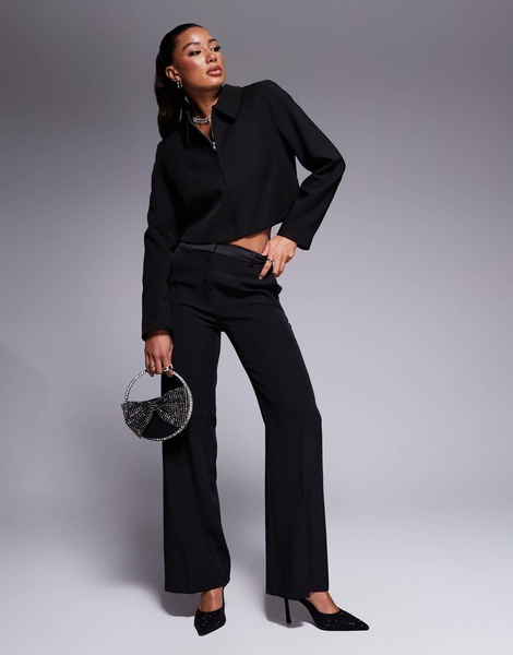 River Island zip up collar jacket in black