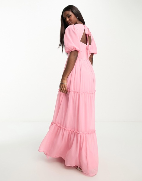 Anaya Bridesmaid tie back maxi dress in candy pink
