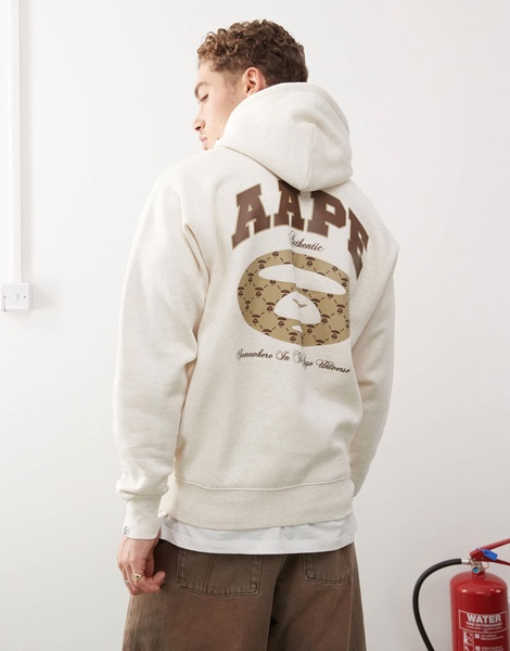 Aape By A Bathing Ape logo hoodie with backprint in beige