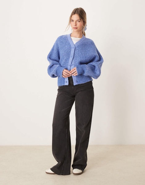 ASOS DESIGN knit V-neck batwing cardigan in blue