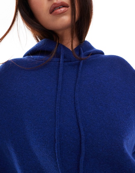 ASOS DESIGN knit compact cropped hoodie in navy - part of a set