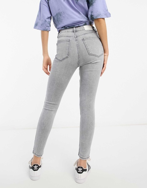 Bershka Petite high waist ankle length skinny jean in gray