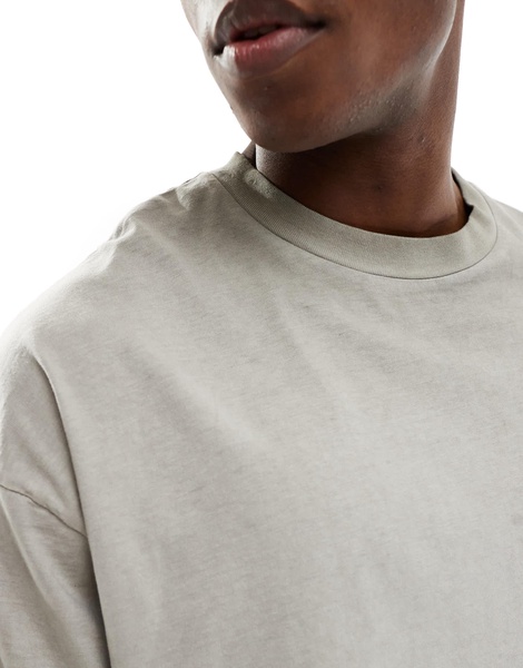 Bershka boxy fit washed t-shirt in gray