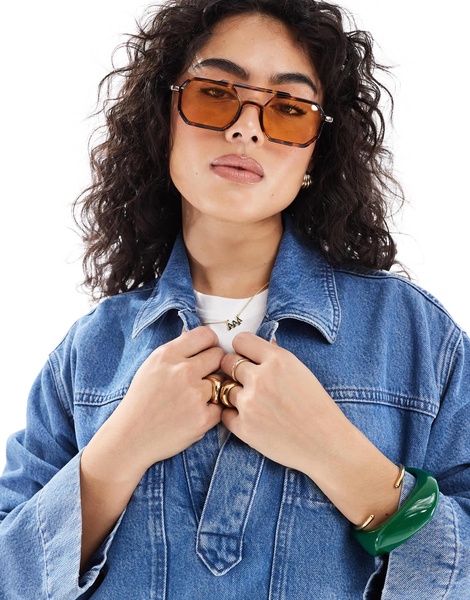 ASOS DESIGN denim rugby top in light wash blue
