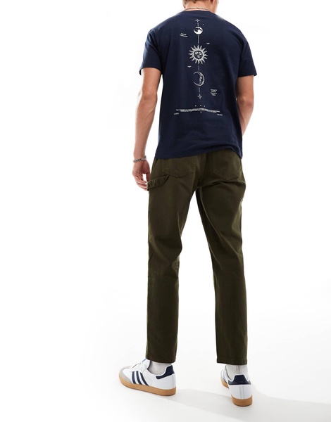 Another Influence relaxed straight leg carpenter pants in dark green