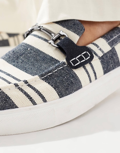 ASOS DESIGN loafers in navy stripe