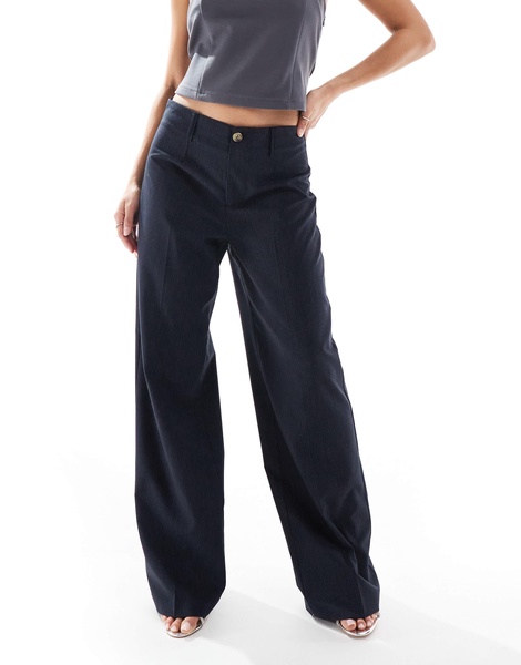 Bershka Petite Tailored pants in navy stripe