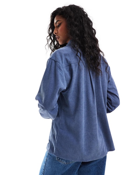 Brave Soul long sleeve corduroy overshirt in gray