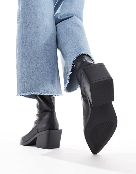 ASOS DESIGN Wide Fit Refresh western sock boots in black
