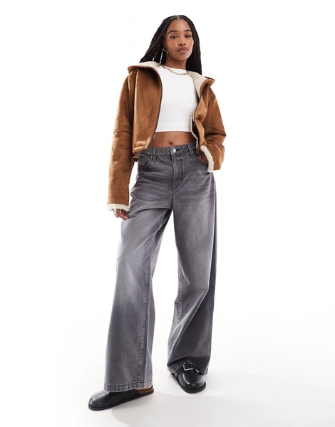 ASOS DESIGN Tall hooded shearling jacket in tan
