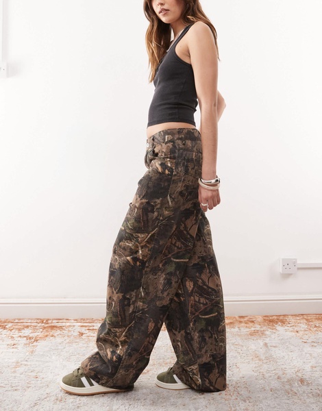 COLLUSION x002 baggy jeans in tree camo print