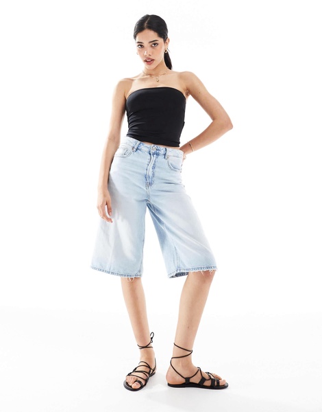 Bershka polyamide bandeau top in black