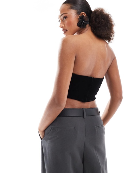 Bershka velvet corset top in black
