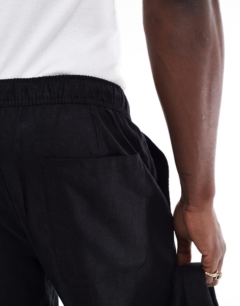 Bershka linen rich pants in black - part of a set