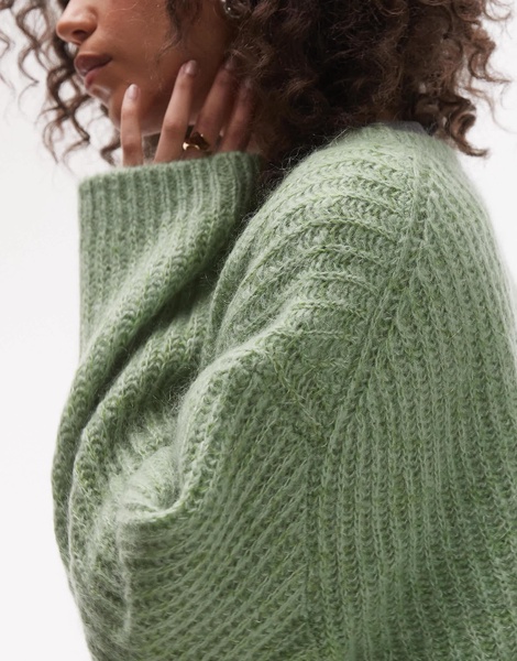 ARKET wool rich hairy knit sweater with mohair in green