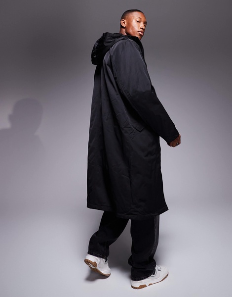 ASOS DESIGN padded longline parka jacket in black