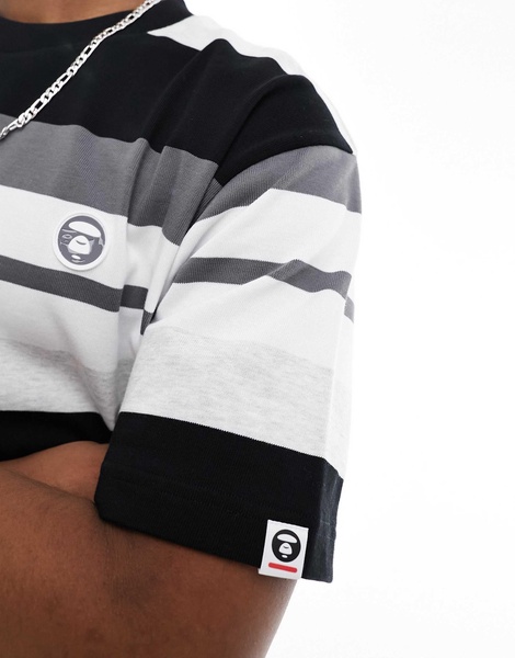 AAPE By A Bathing Ape stripe short sleeve boxy fit T-shirt in multi