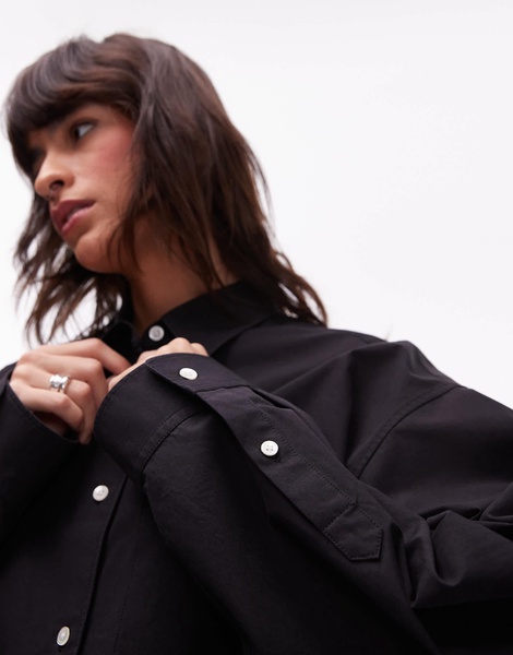 ARKET oversized structured shirt with batwing sleeves in black