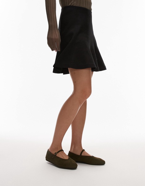 ARKET mary jane suede ballet flats in khaki