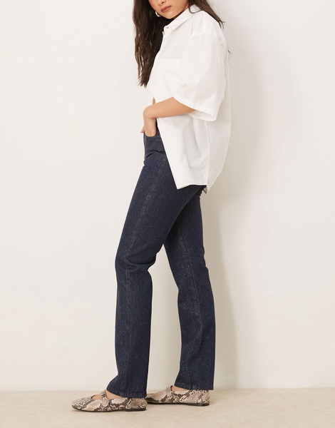 ASOS DESIGN 90s straight jeans with glitter in blue