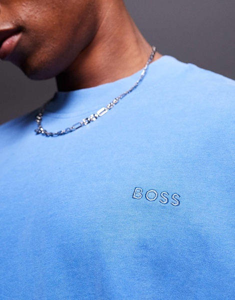 BOSS Orange relaxed fit t-shirt in garment dyed light blue