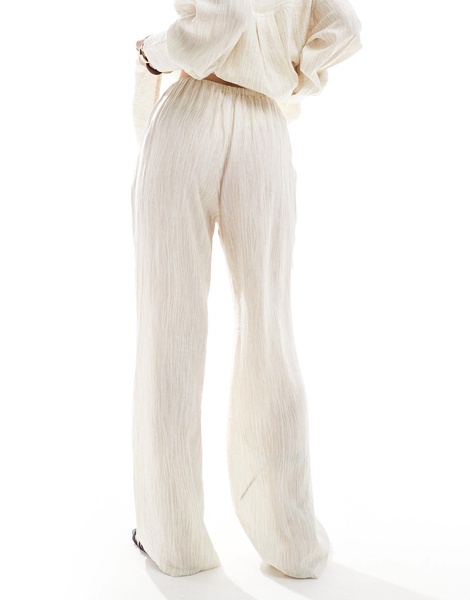 4th & Reckless textured high waist beach pants in beige - part of a set
