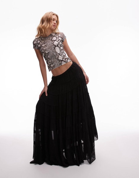 AllSaints Eva maxi skirt in black