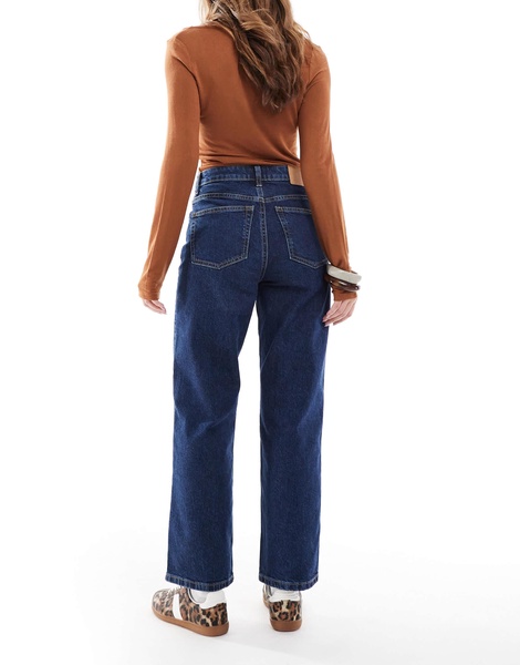 ASOS DESIGN crop comfort stretch straight leg jeans in indigo