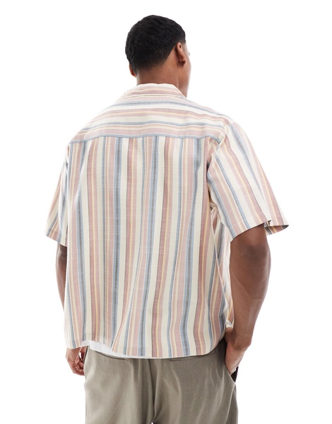 Another Influence boxy fit striped revere shirt in multi