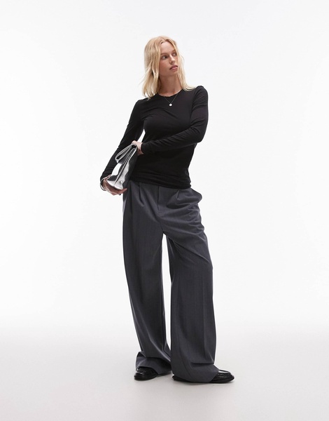 ARKET super stretch jersey close fit top with long sleeves in black