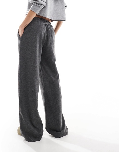 Bershka wide leg soft knit sweatpants in gray