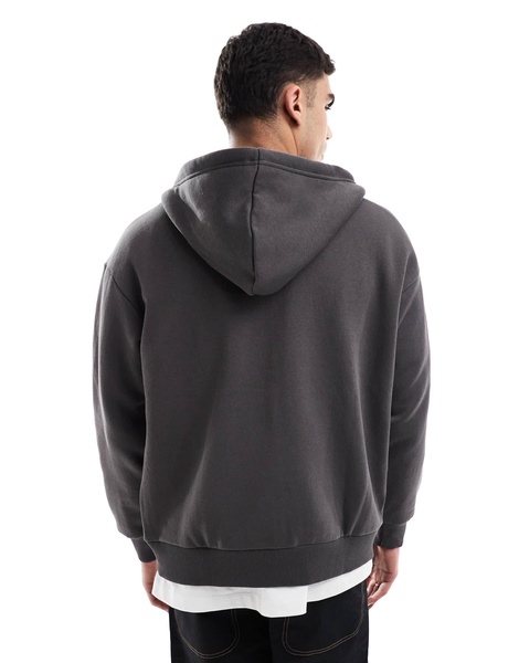 Bershka zip up hoodie in charcoal